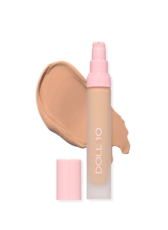 DOLL 10 NO. T.C.E. Super Coverage Serum Full Coverage Foundation Makeup for Mature Skin – Hydrating Formula w/Peptides – Full Coverage Makeup – Clean, Vegan, Cruelty-Free - 60 Day Supply - (Light/Medium) - Image 1